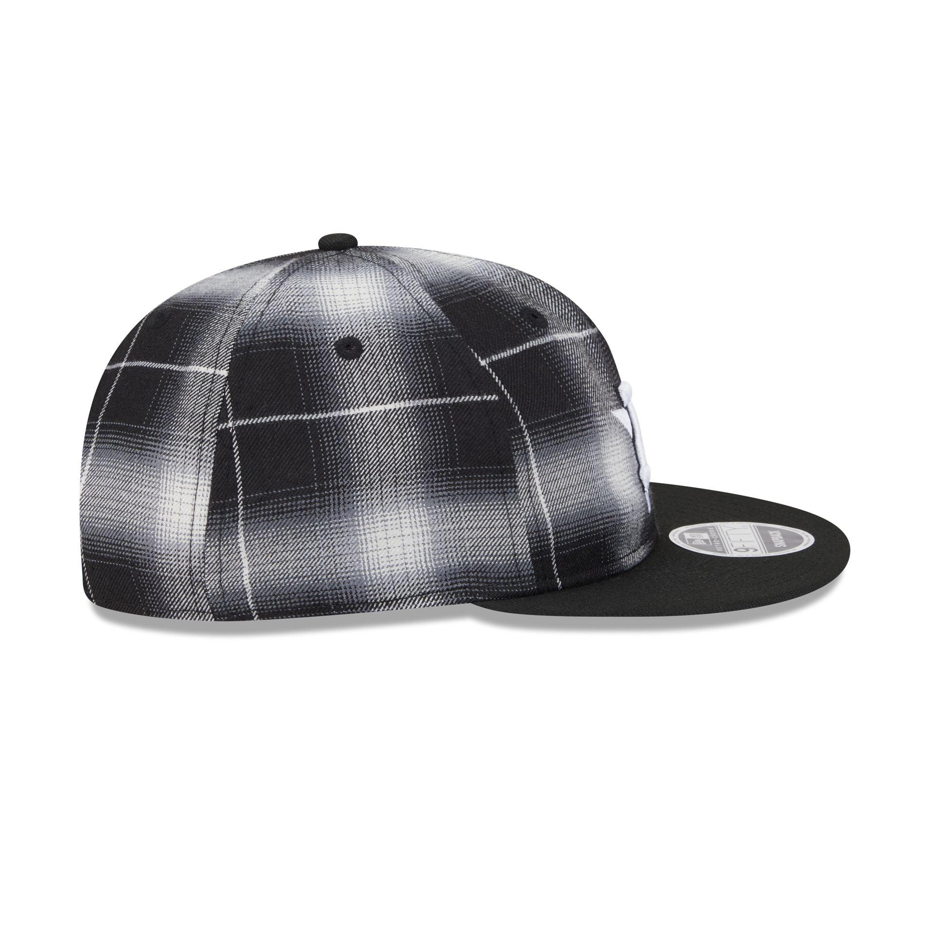 Houston Astros Black and White Plaid Retro Crown 9FIFTY Snapback Hat Male Product Image