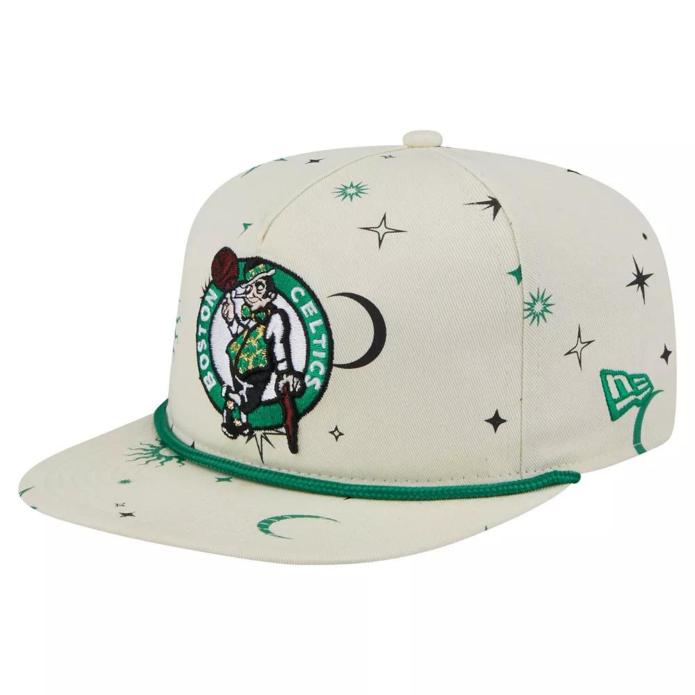 Men's New Era Cream Boston Celtics Lunar Golfer Snapback Hat, Beige Product Image