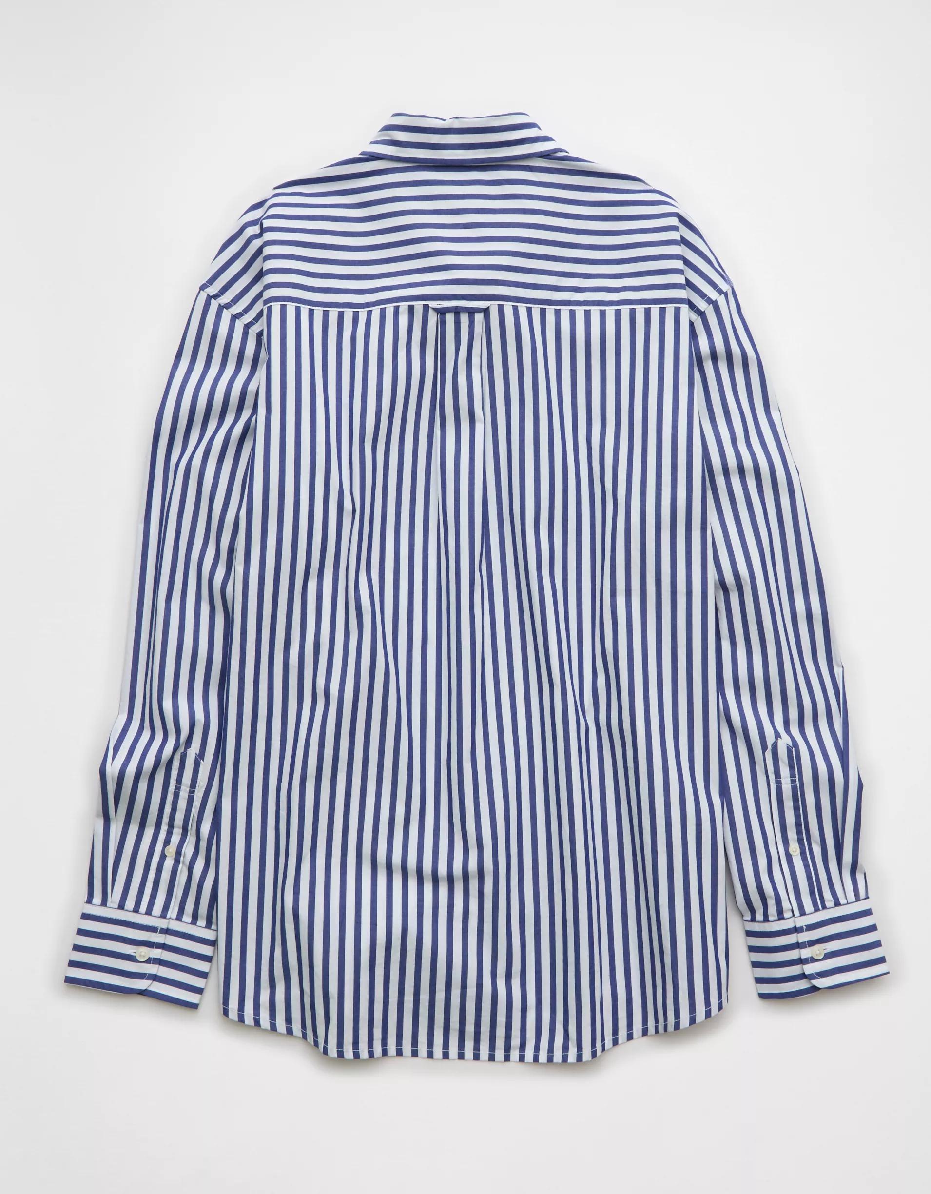 AE Everyday Relaxed Poplin Striped Button-Up Shirt Product Image