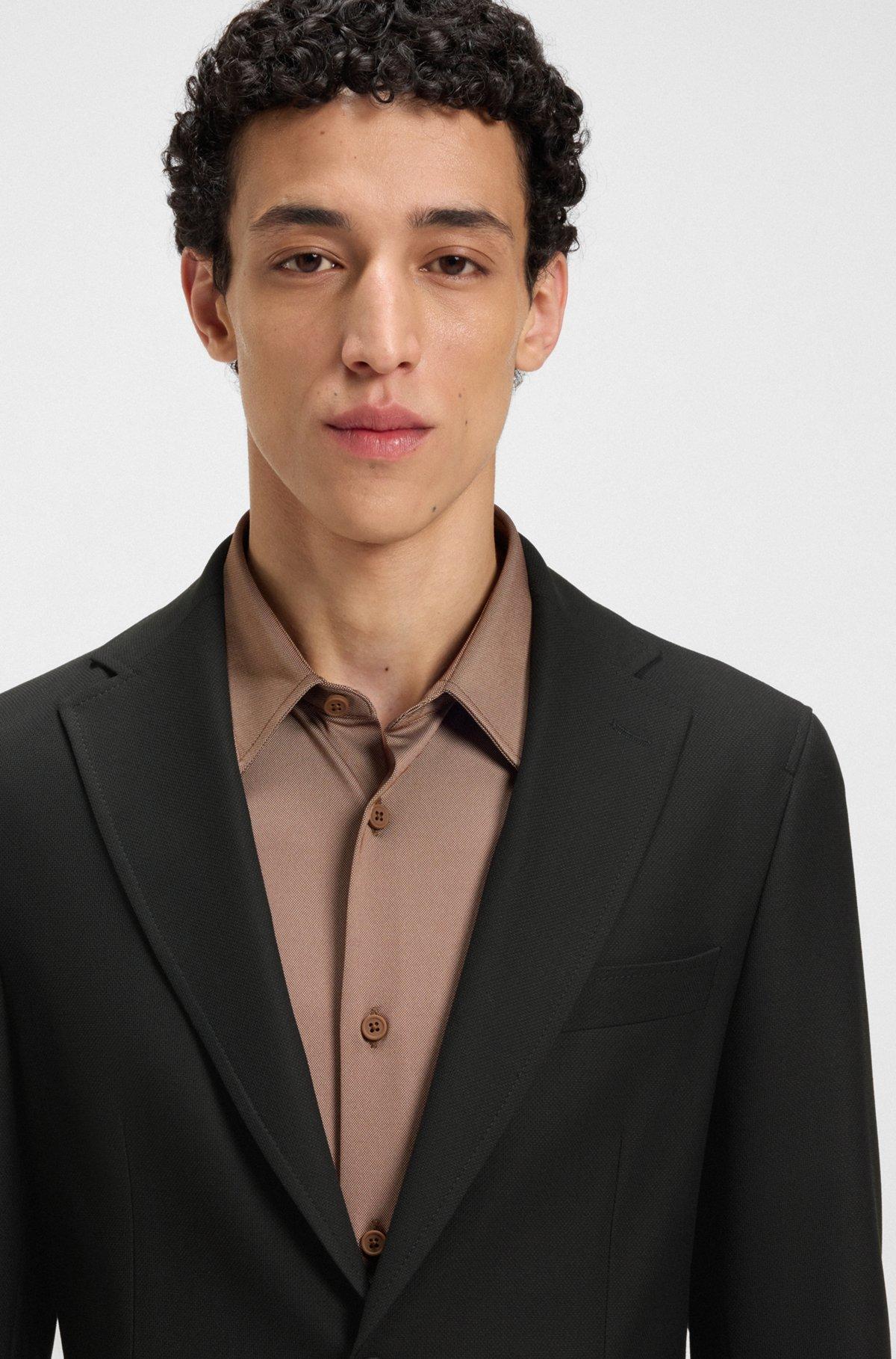 BOSS - Slim-fit jacket in machine-washable stretch fabric - Black Product Image