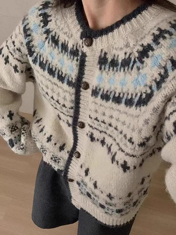 Retro Fair Isle Ethnic Cardigan Cardigan Product Image
