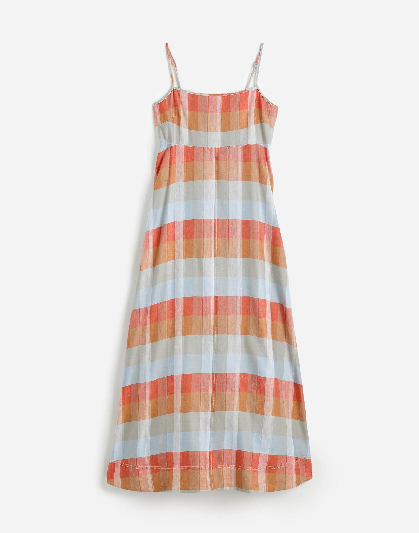 Empire-Waist Midi Dress in Plaid Product Image