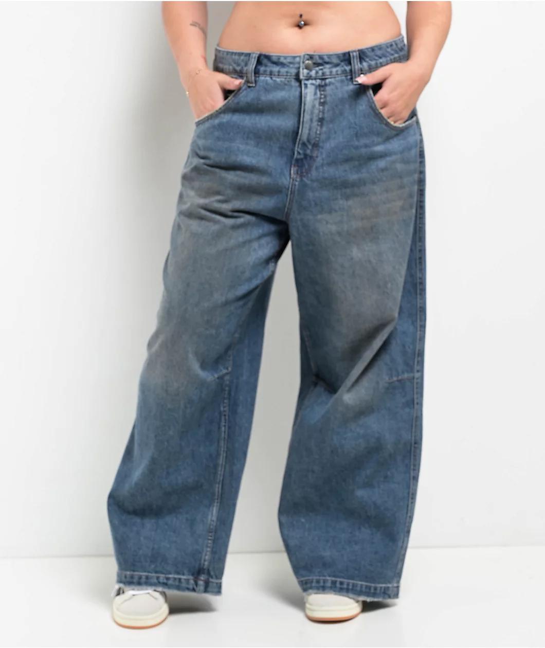 Empyre Boxcar Extent Wide Leg Blue Denim Jeans Product Image