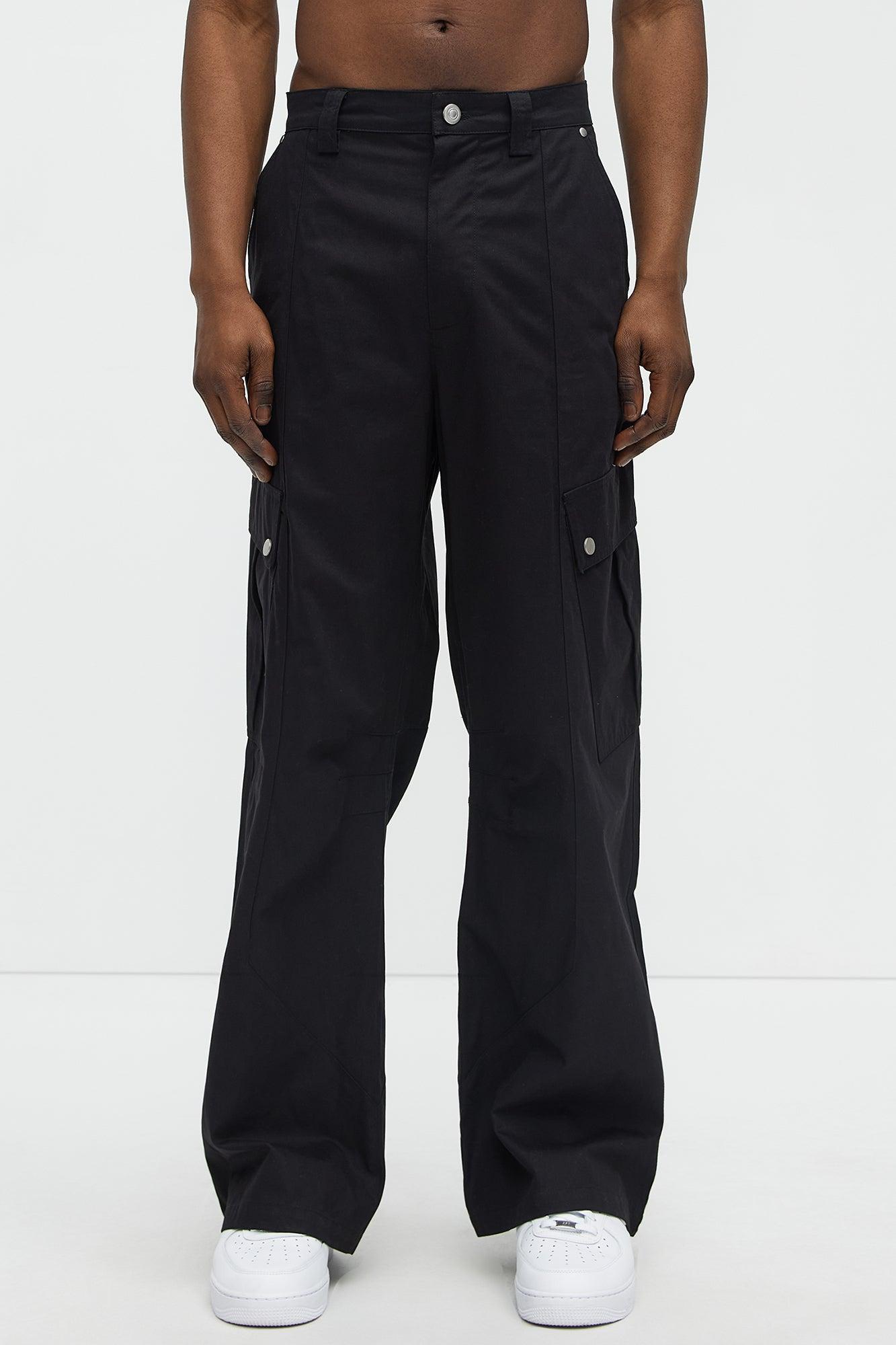 Carl Paneled Baggy Cargo Pants - Black Product Image