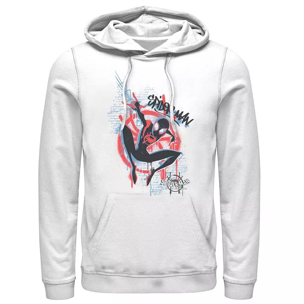 Men's Marvel Spiderverse Blue Red Brick Graffiti Graphic Hoodie,  Product Image