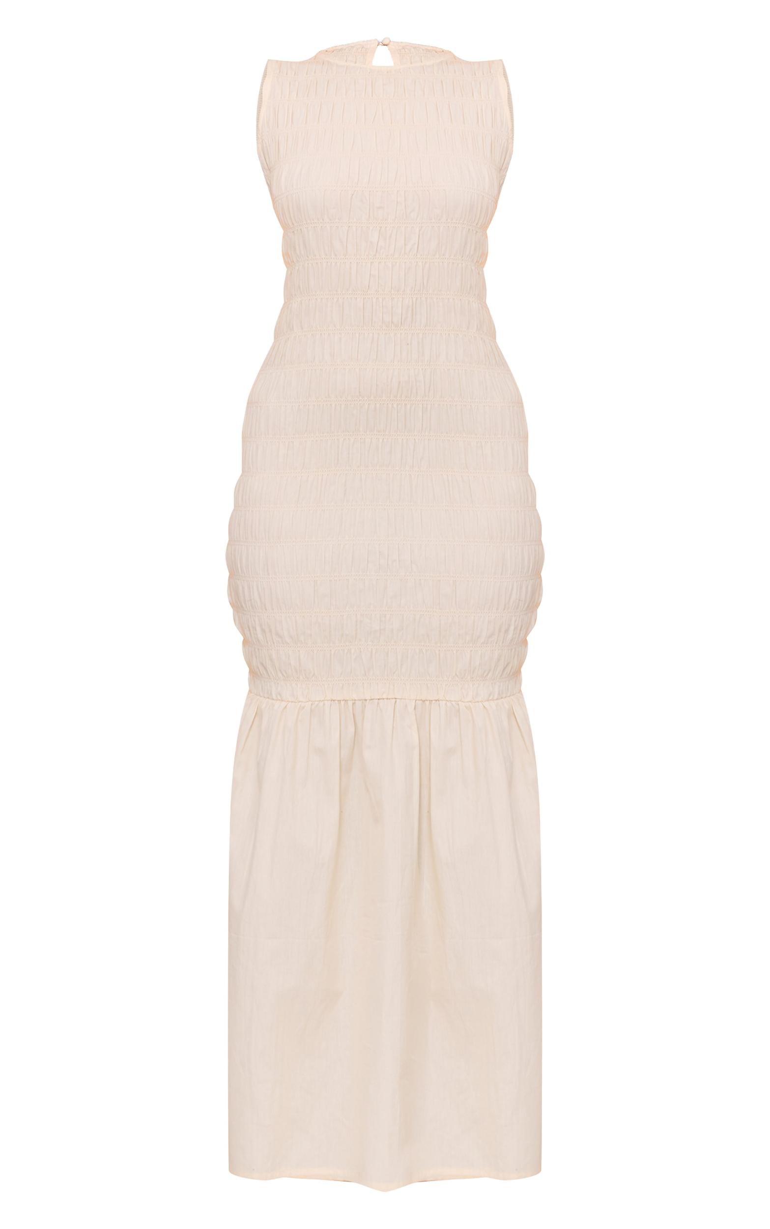 Natural Shirred Detail Drop Waist Maxi Dress Product Image