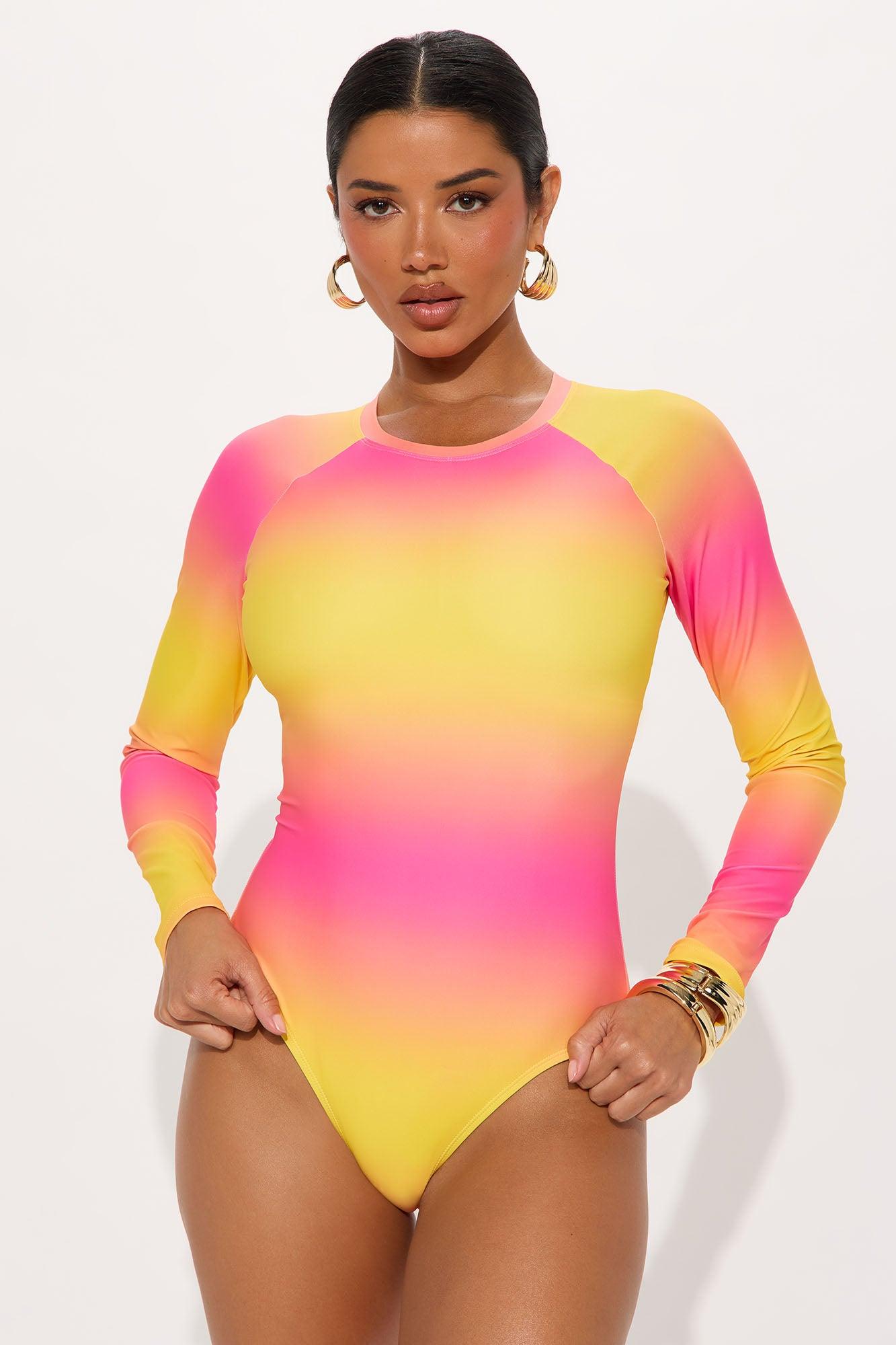 Fatima Rashguard Leggings & Skirt 3 Piece Burkini Swimsuit Set - Pink/combo Product Image