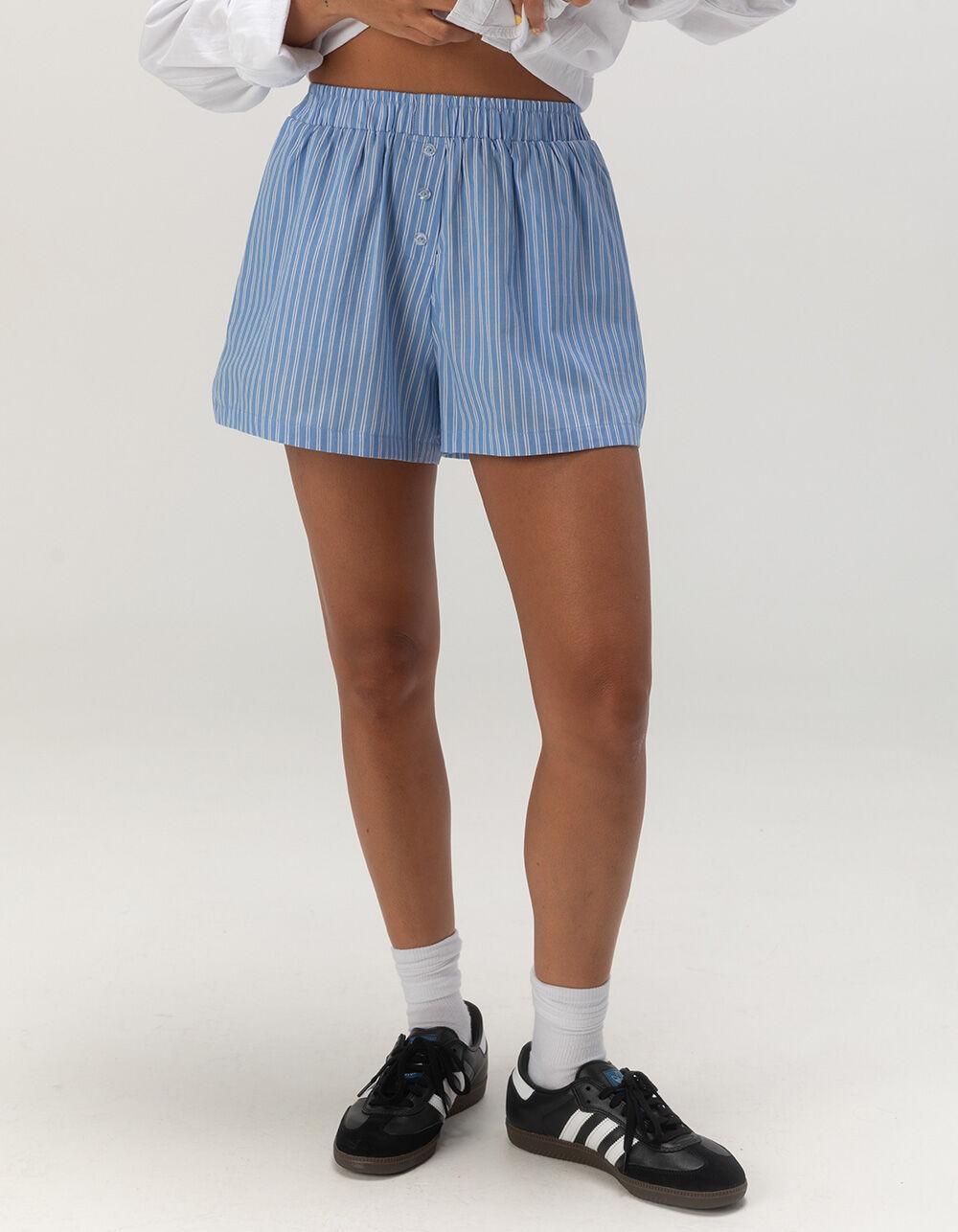 FULL TILT Womens Poplin Boxer Shorts - BLUE COMBO Product Image