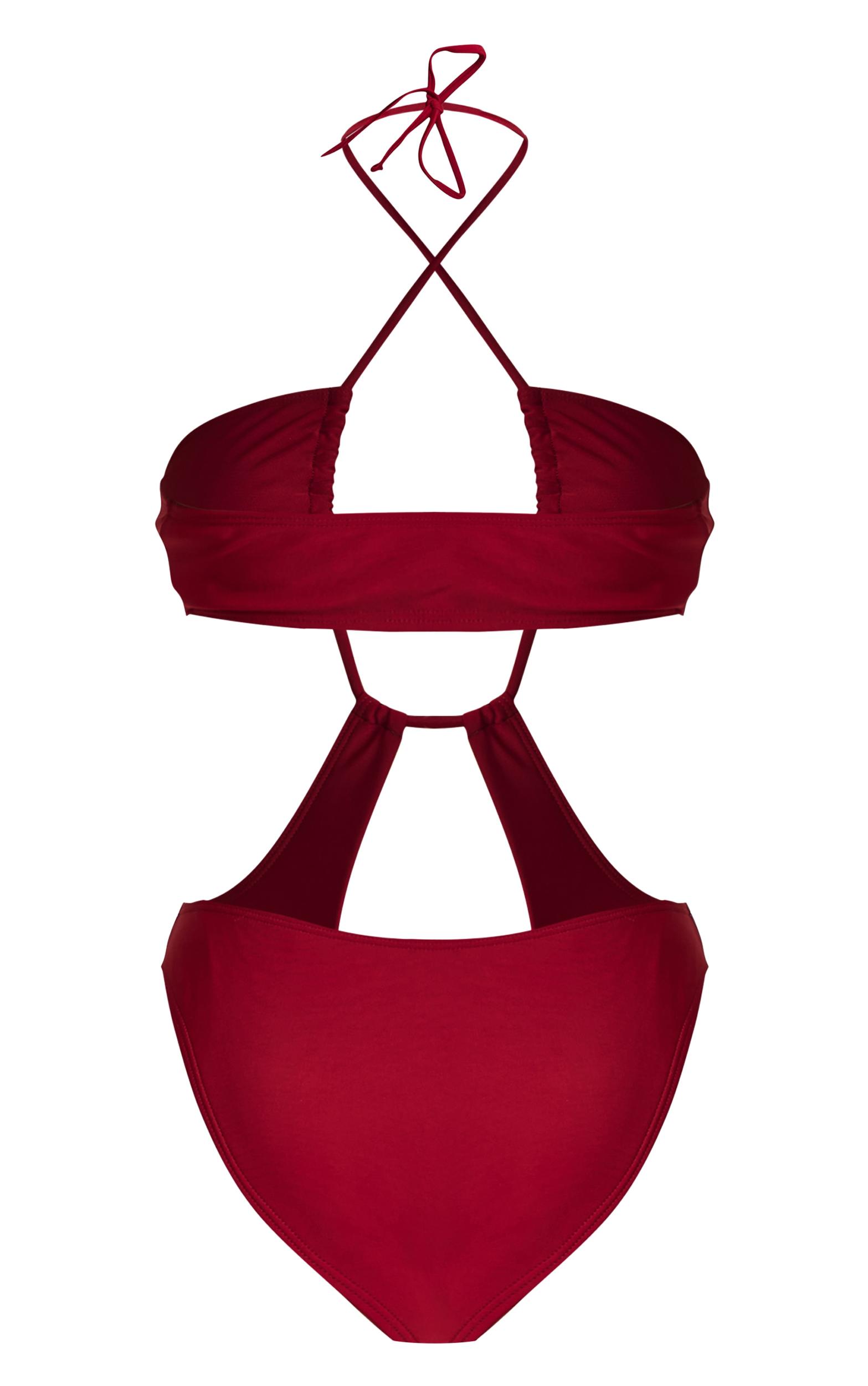 Berry Red Cut Out Swimsuit Product Image