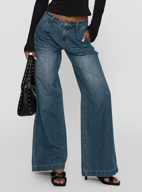 Laguardia Wide Leg Jeans Dark Blue Wash Product Image