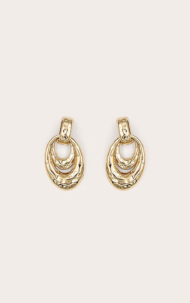 Gold Crinkle Double Hoop Stud Earring Product Image