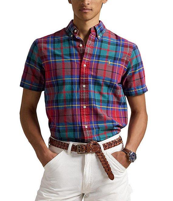 Polo Ralph Lauren Classic Fit Plaid Oxford Short Sleeve Woven Shirt Product Image