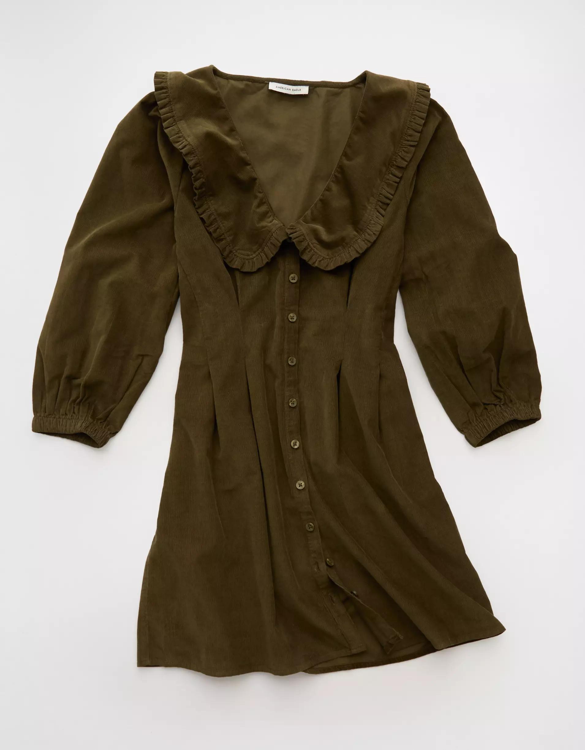 AE Button-Front Mini Dress Product Image