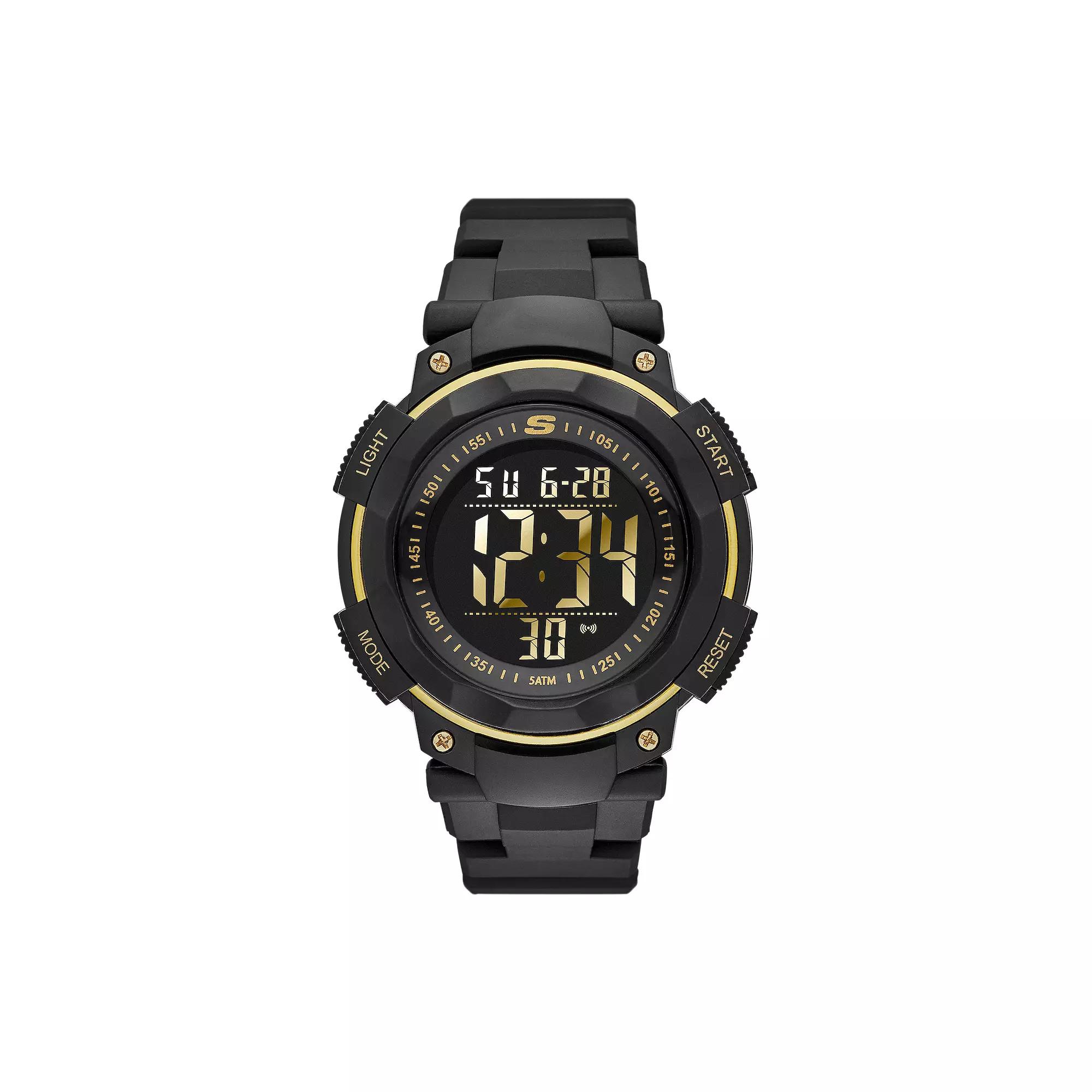 Skechers Men's Digital Chronograph Watch, Size: Large, Black Gold Product Image