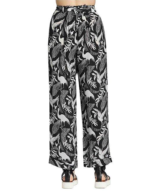 APNY Woven Bird Print High Rise Wide Leg Pull-on Coordinating Pants Product Image