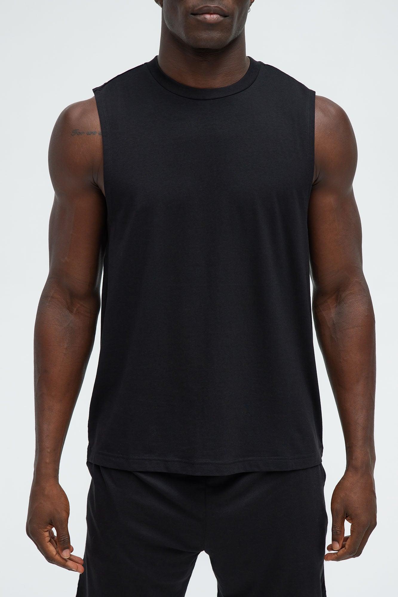Essential Modal Lounge Sleeveless Muscle Tee - Black Product Image