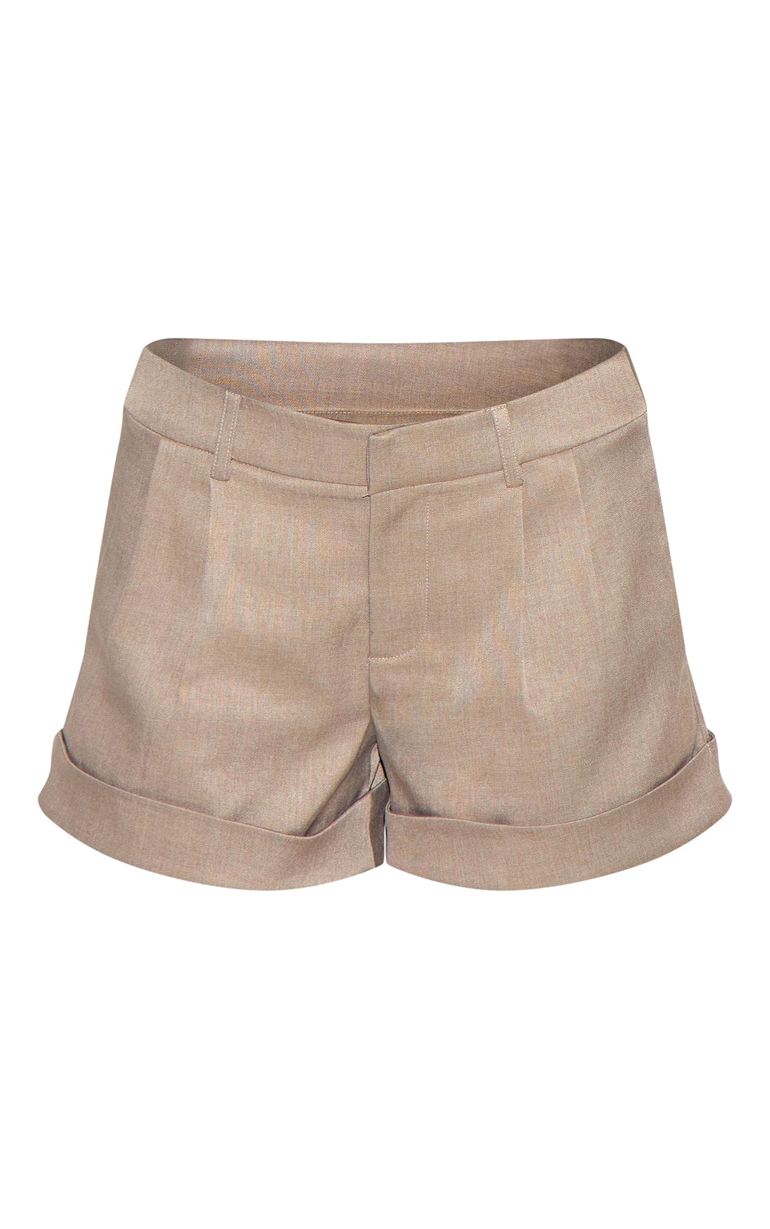 Taupe Mid Rise Tailored Woven Shorts Product Image
