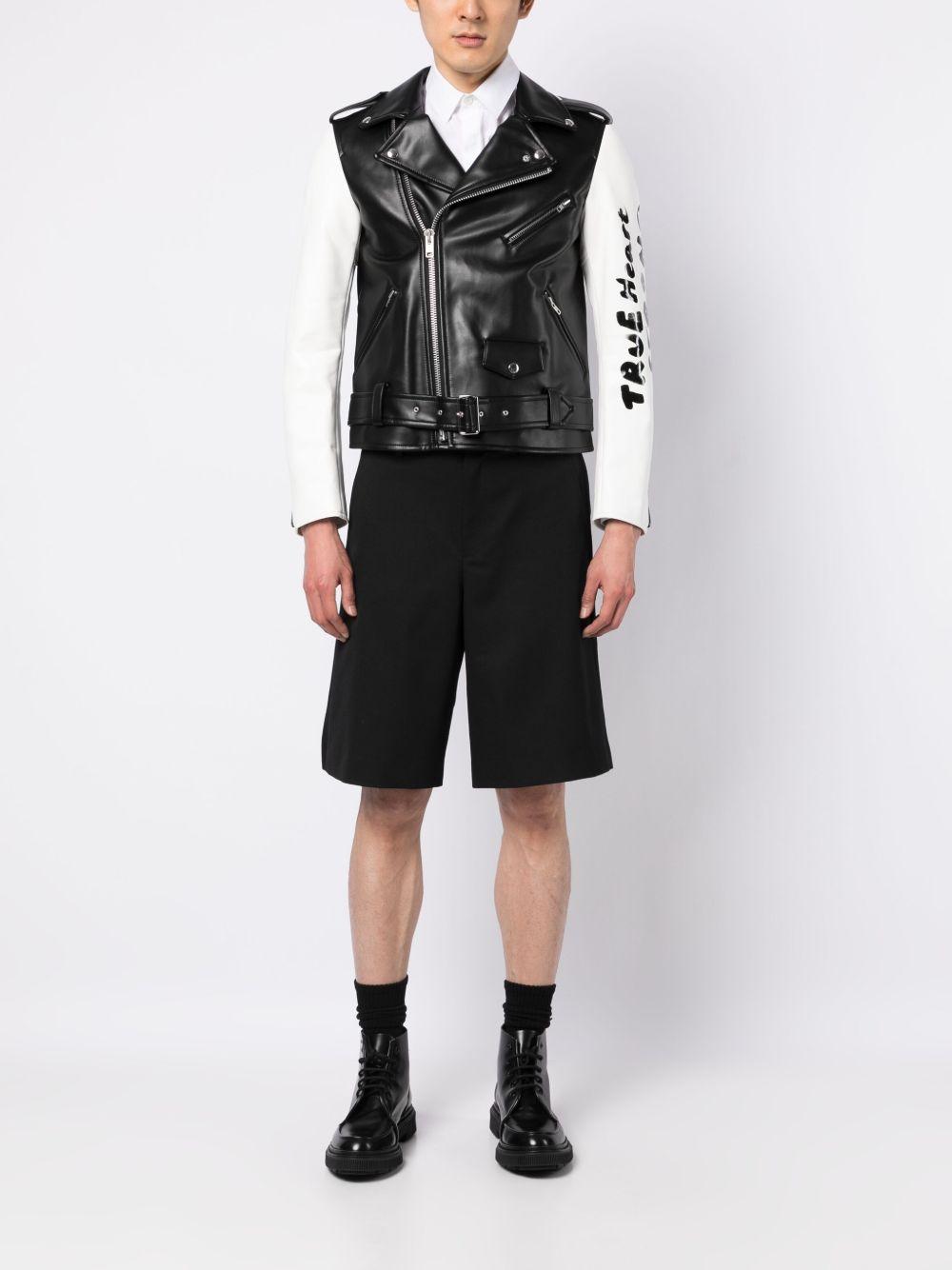 contrasting-sleeves biker jacket Product Image