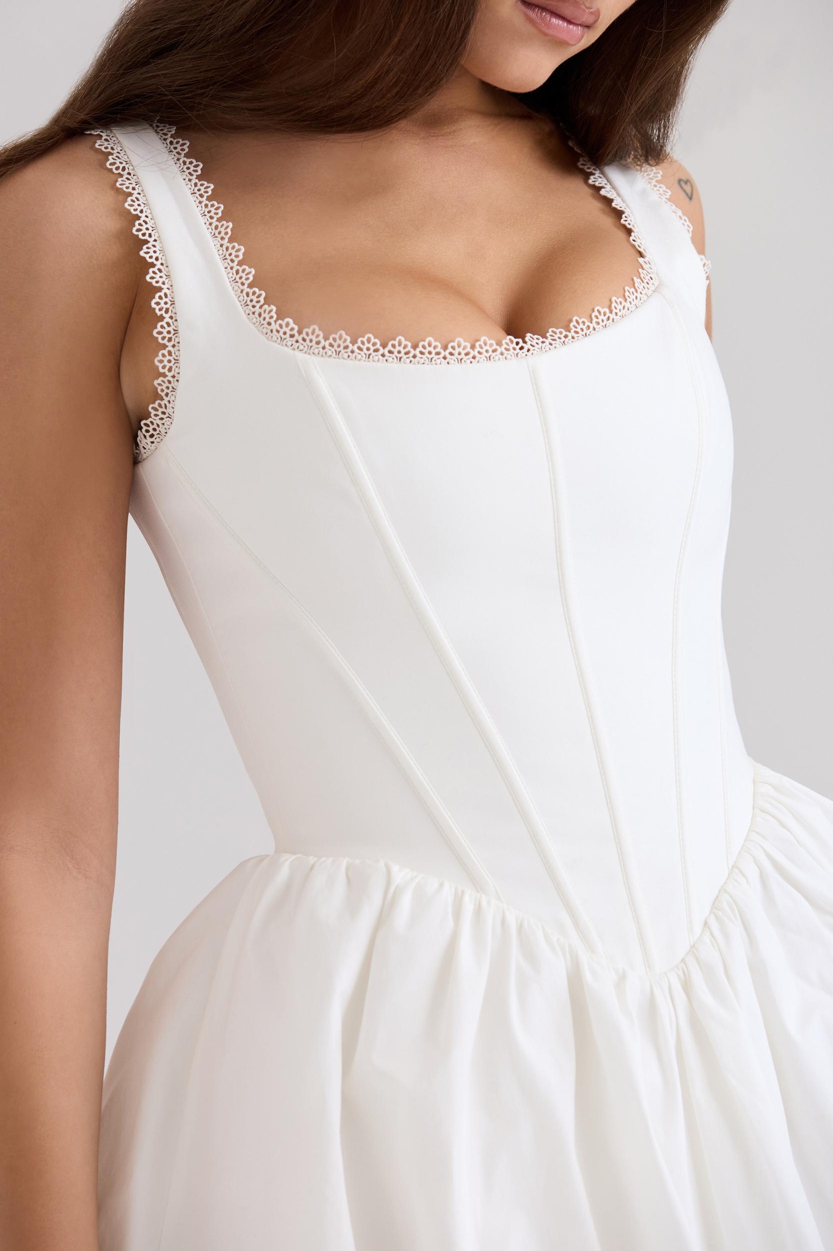Letitia  white stretch cotton mini dress Product Image