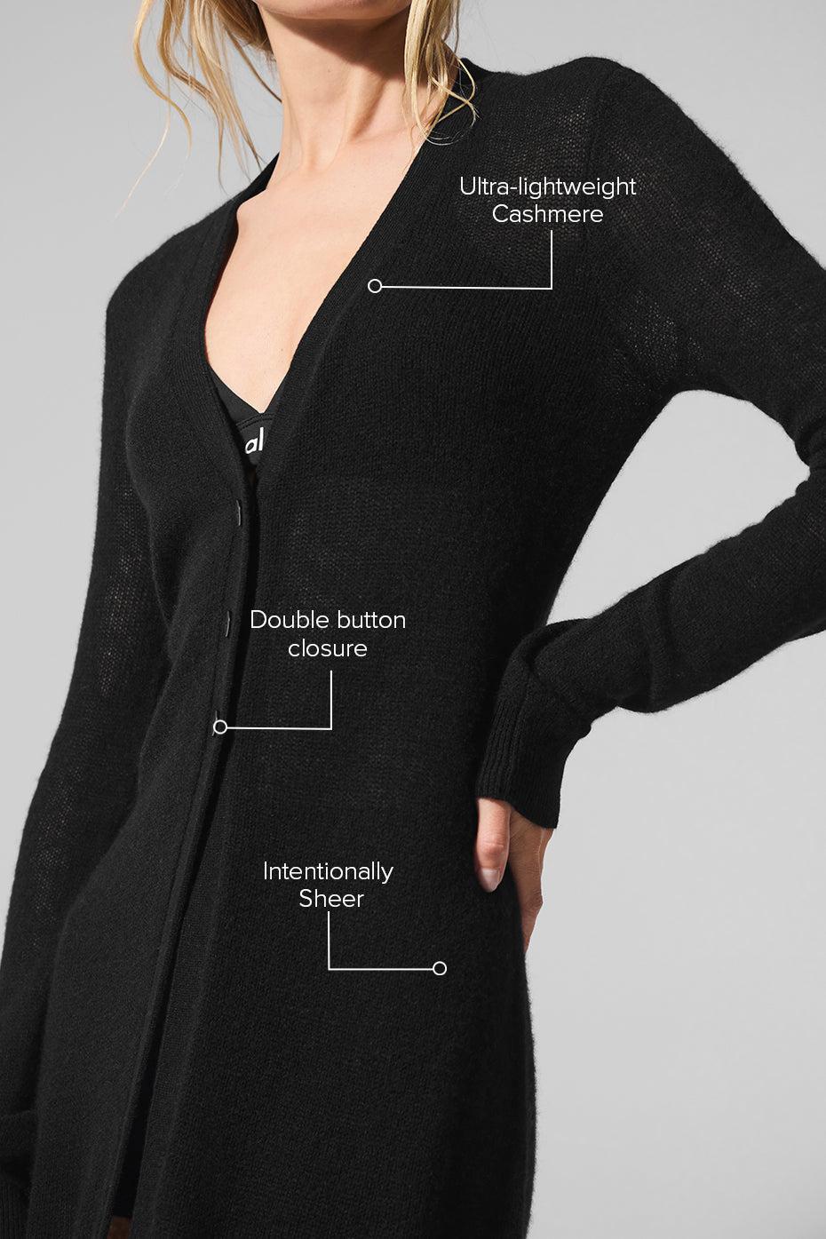 Sheer Cashmere Long Cardigan - Black Female Product Image