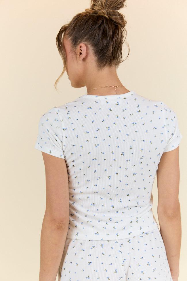 What A Dream Blue Ditsy Floral Short Sleeve Pajama Top DOORBUSTER Product Image