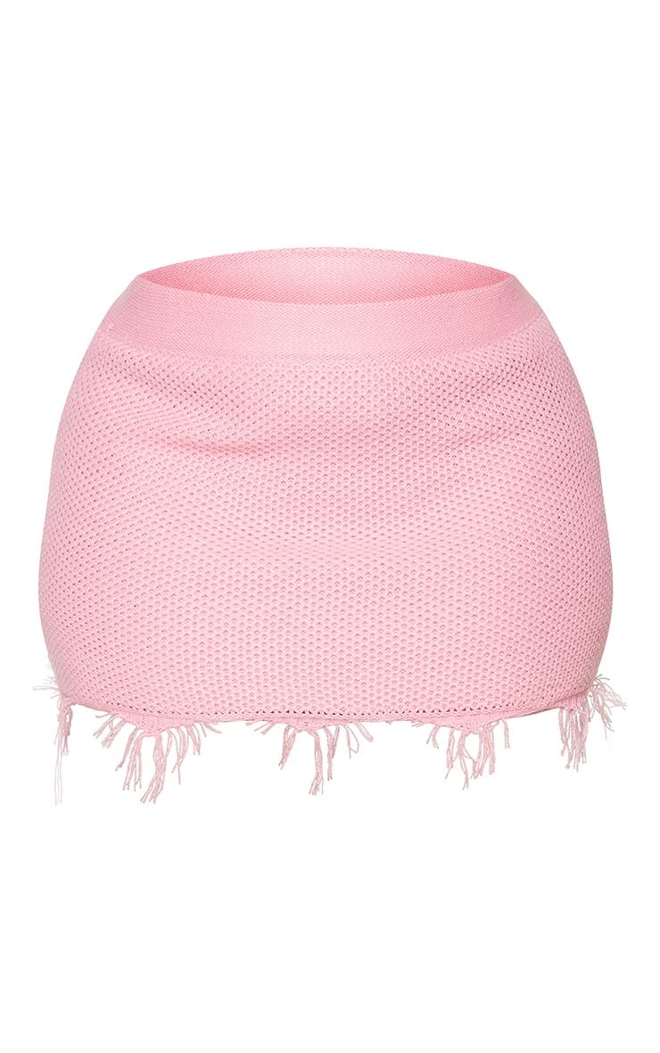 Plus Pink Raw Hem Knit Skirt Product Image
