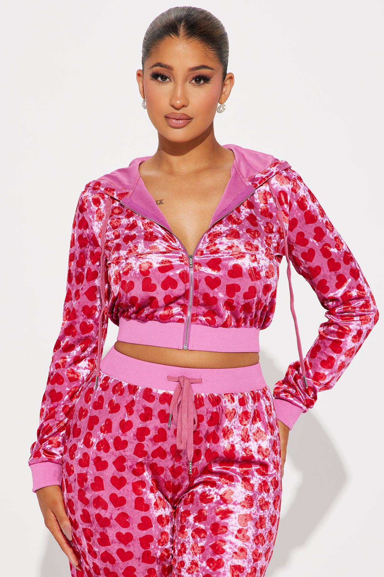 Valentine Crush Velvet Pant Set - Pink/combo Product Image