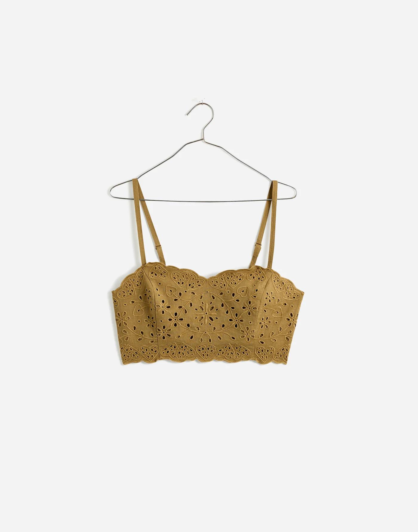 Eyelet Linen-Blend Crop Tank Top Product Image
