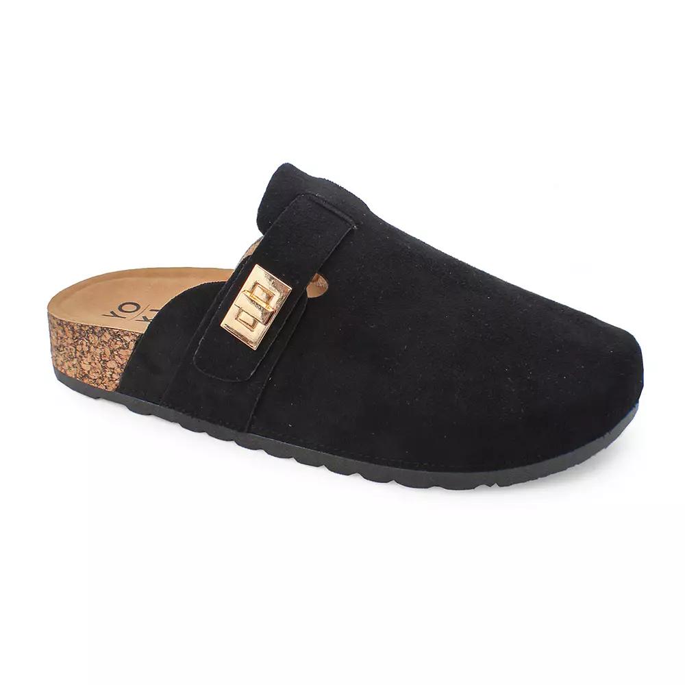 Yoki Gila-103 Women's Faux Suede Slip On Clogs, Black Product Image