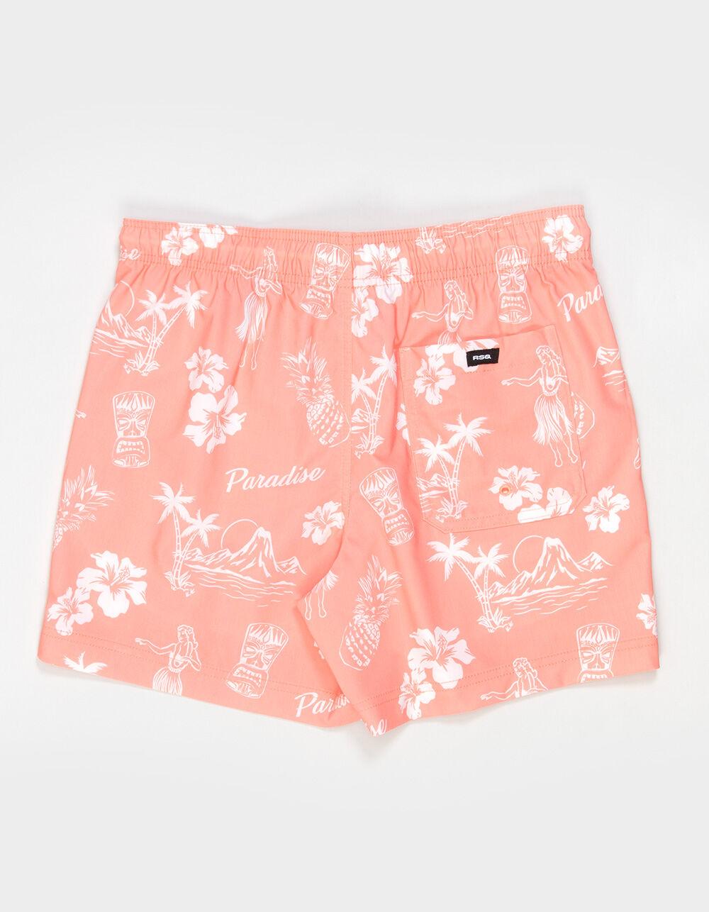 RSQ Mens Paradise 5" Swim Shorts - CORAL Product Image