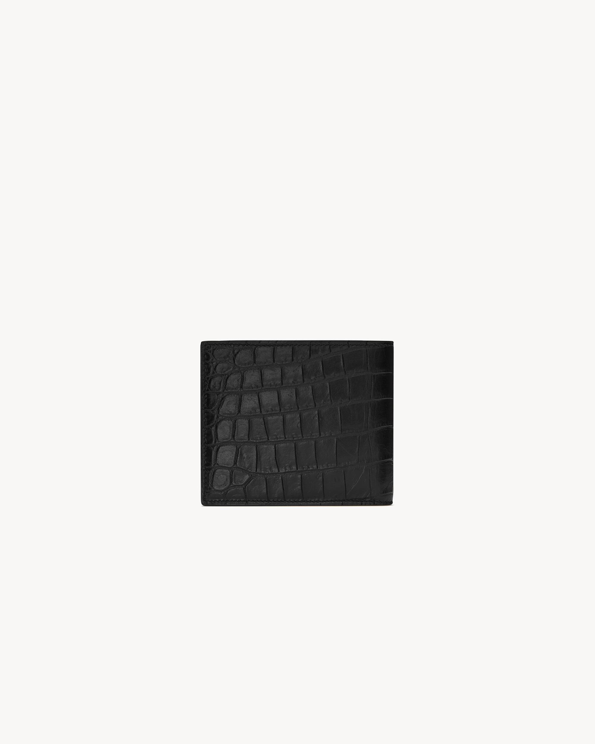 TINY CASSANDRE East/West wallet in CROCODILE-EMBOSSED matte leather Product Image