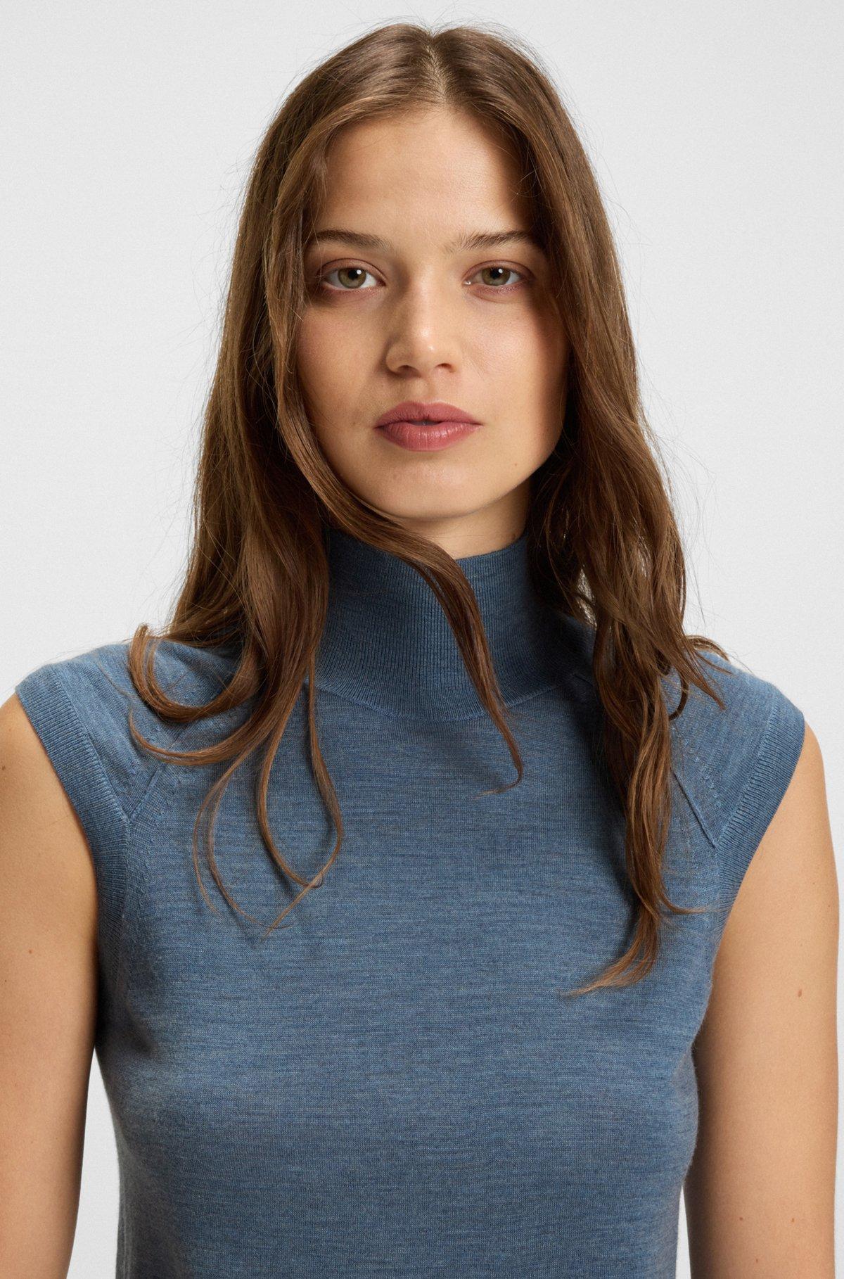 High-neck top in merino wool Product Image