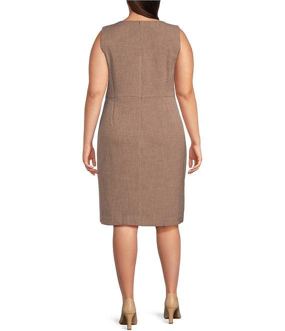 Kasper Plus Size Crew Neck Sleeveless Pebble Crepe Coordinating Sheath Dress Product Image