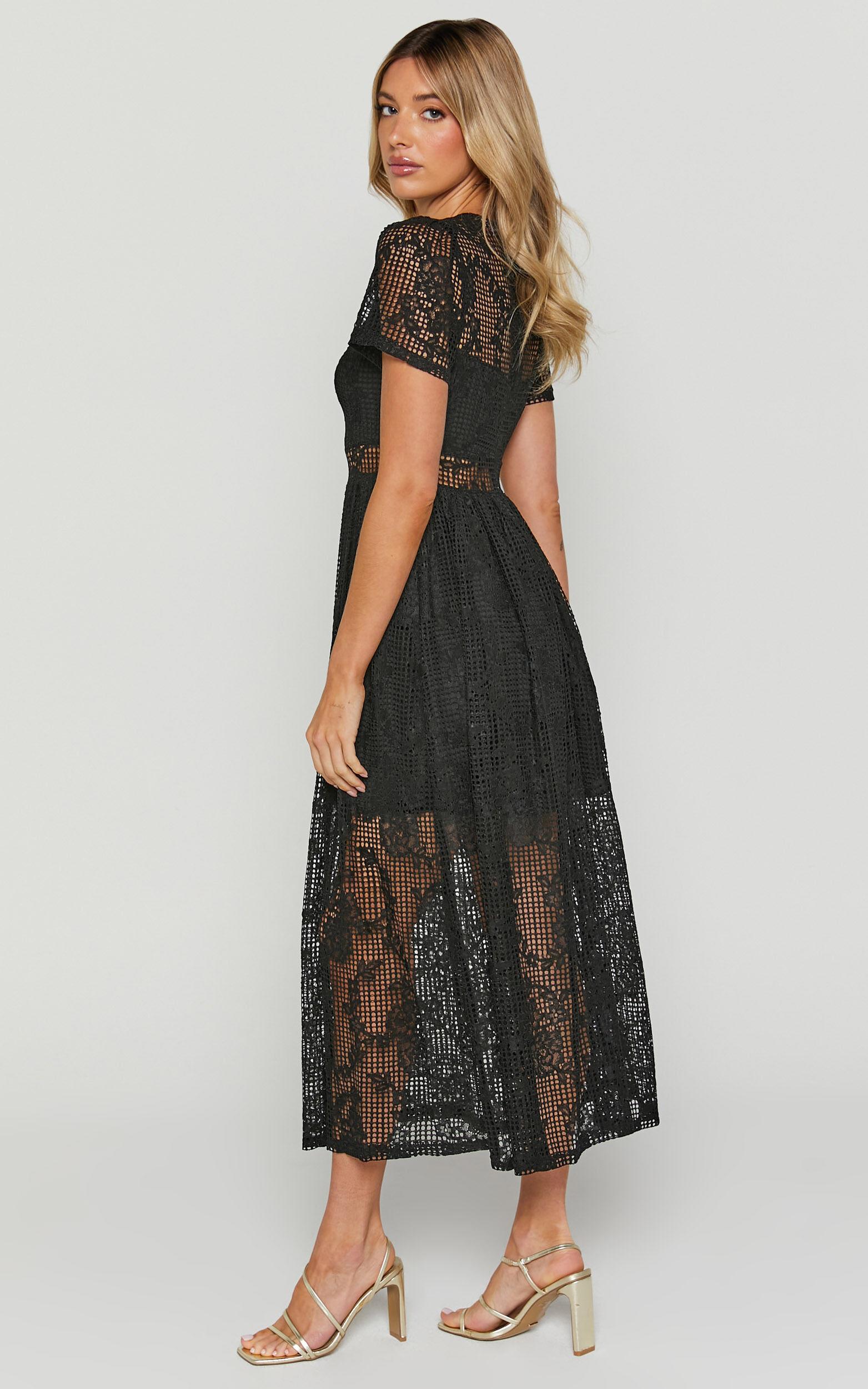 Leon Midi Dress - Short Sleeve Dress in Black Product Image