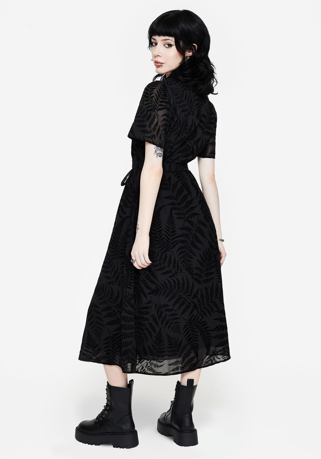 Lunafern Fern Printed Belted Midi Shirt Dress Product Image
