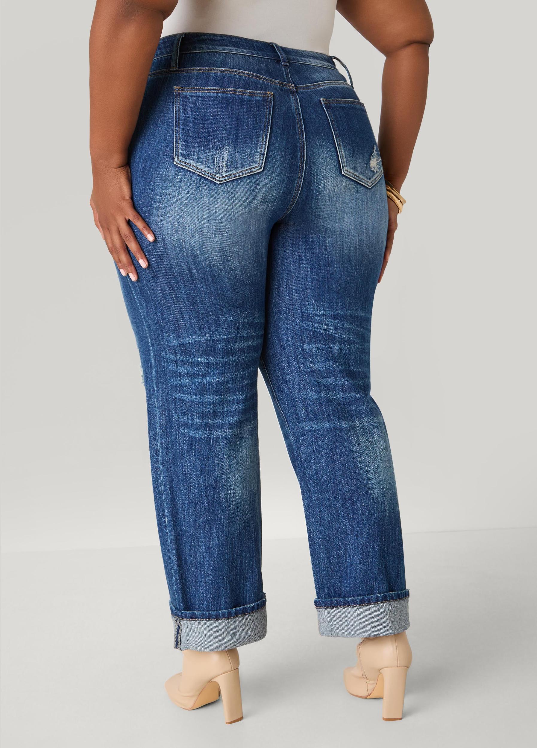 Distressed Straight Leg Jeans Product Image