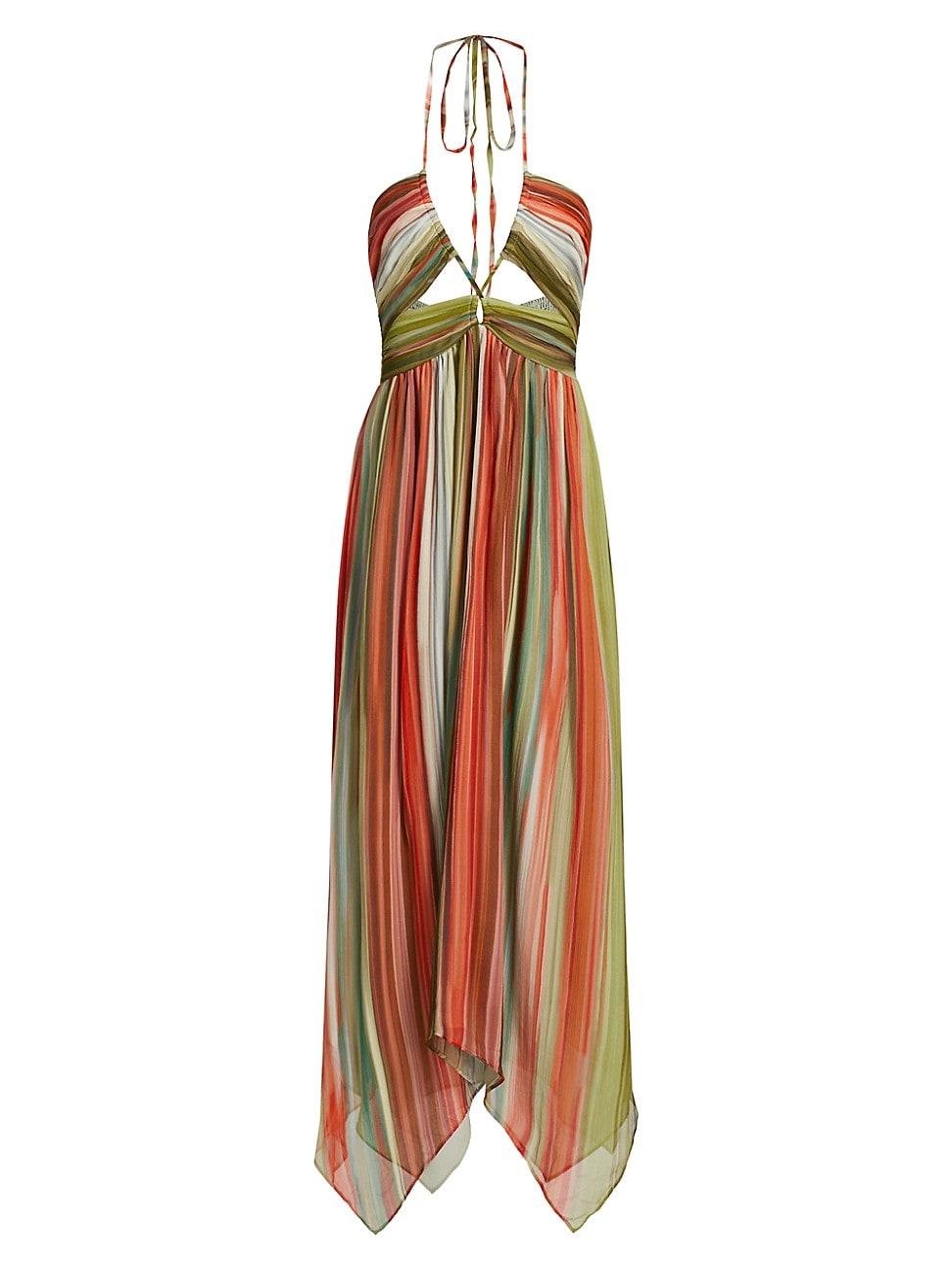 Womens Anaja Striped Silk Halterneck Midi-Dress Product Image