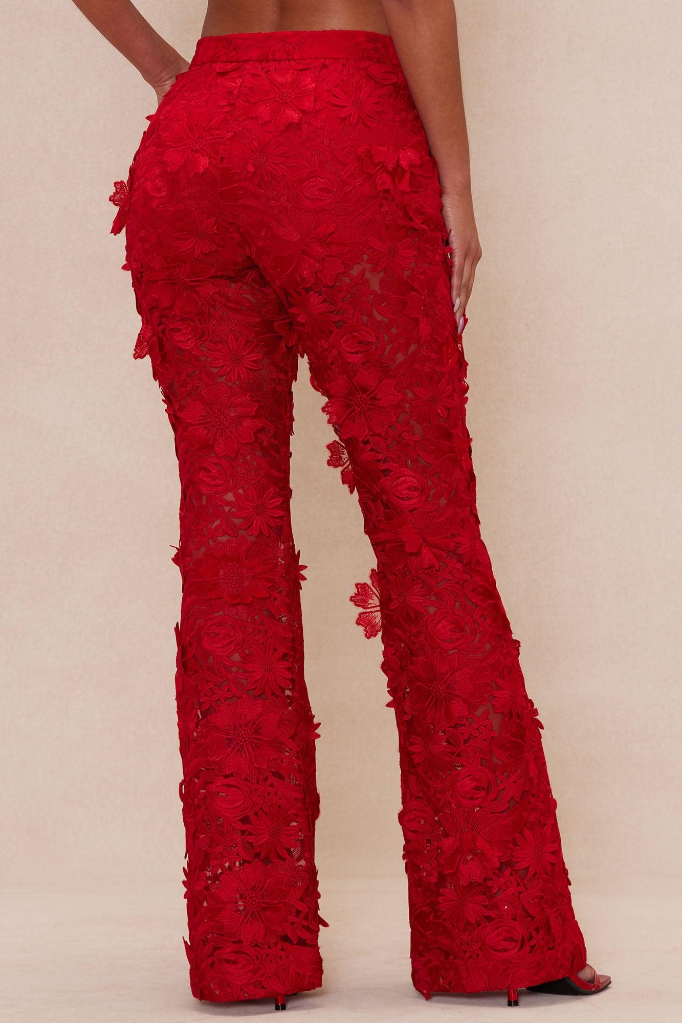 Denise Embroidered Pants - Red Product Image