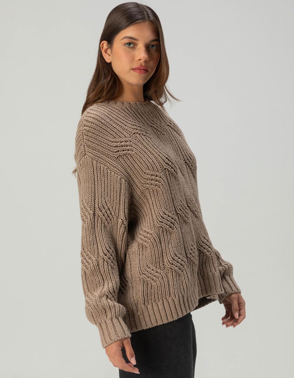 VANS Suzie Cable Womens Crewneck Sweater - TAUPE Product Image