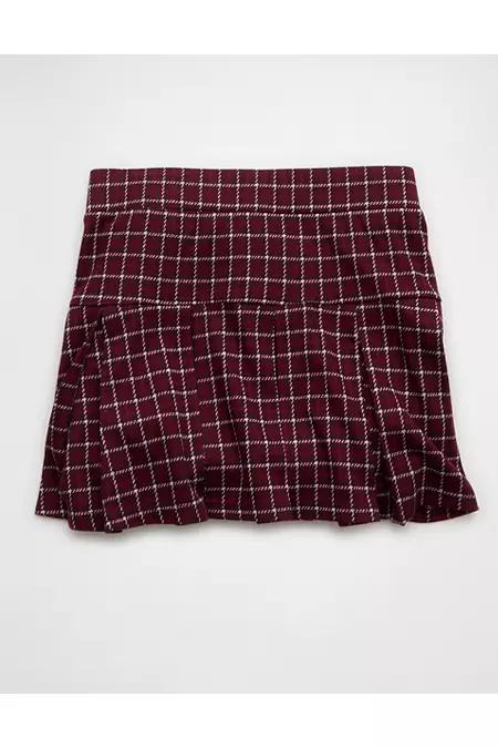 AE It Knit Low-Rise Pleated Plaid Skort Women's Product Image