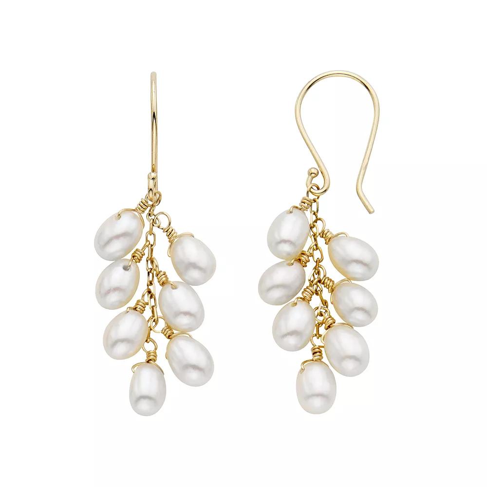 Jewelmak 14k Gold Freshwater Cultured Pearl Cluster Drop Earrings, Women's, White Product Image