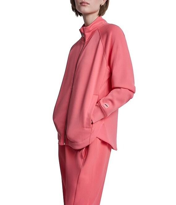 DKNY Sport by Donna Karan Coordinating Highline Rib Knit Mock Neck Long Sleeve Front Full Zip Jacket Product Image