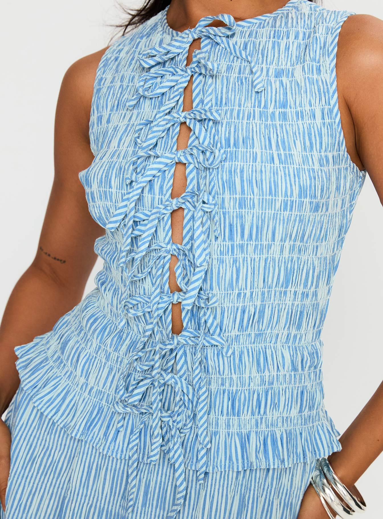 Songbird Shirred Maxi Dress Blue Product Image