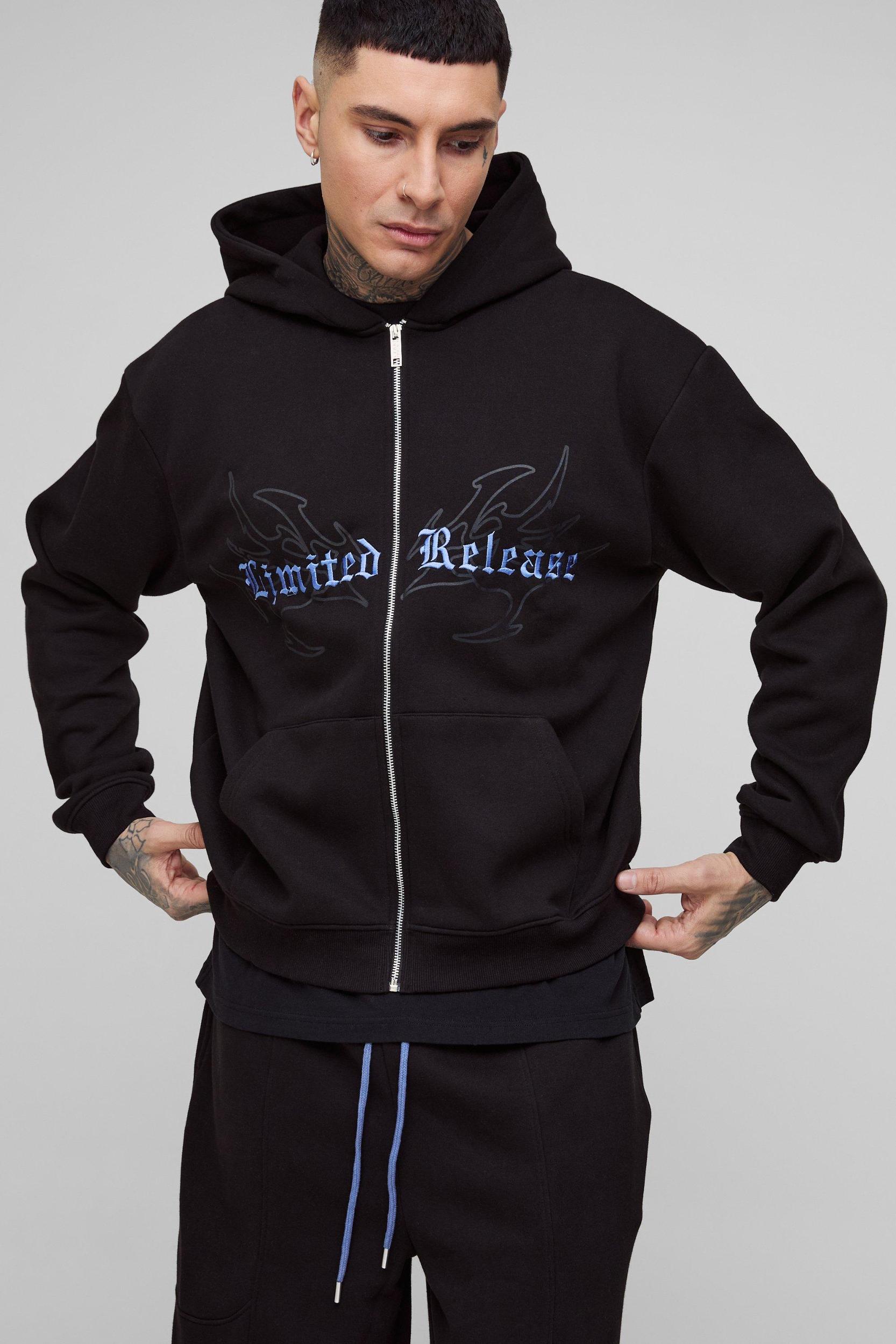 Tall Oversized Boxy Seam Detail Limited Hooded Wide Fit Tracksuit | boohooMAN USA Product Image