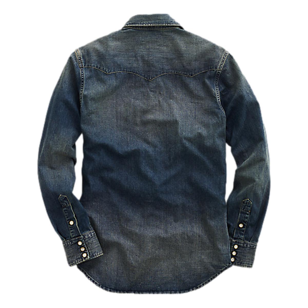 Slim Fit Denim Western Shirt Dark Wash Product Image