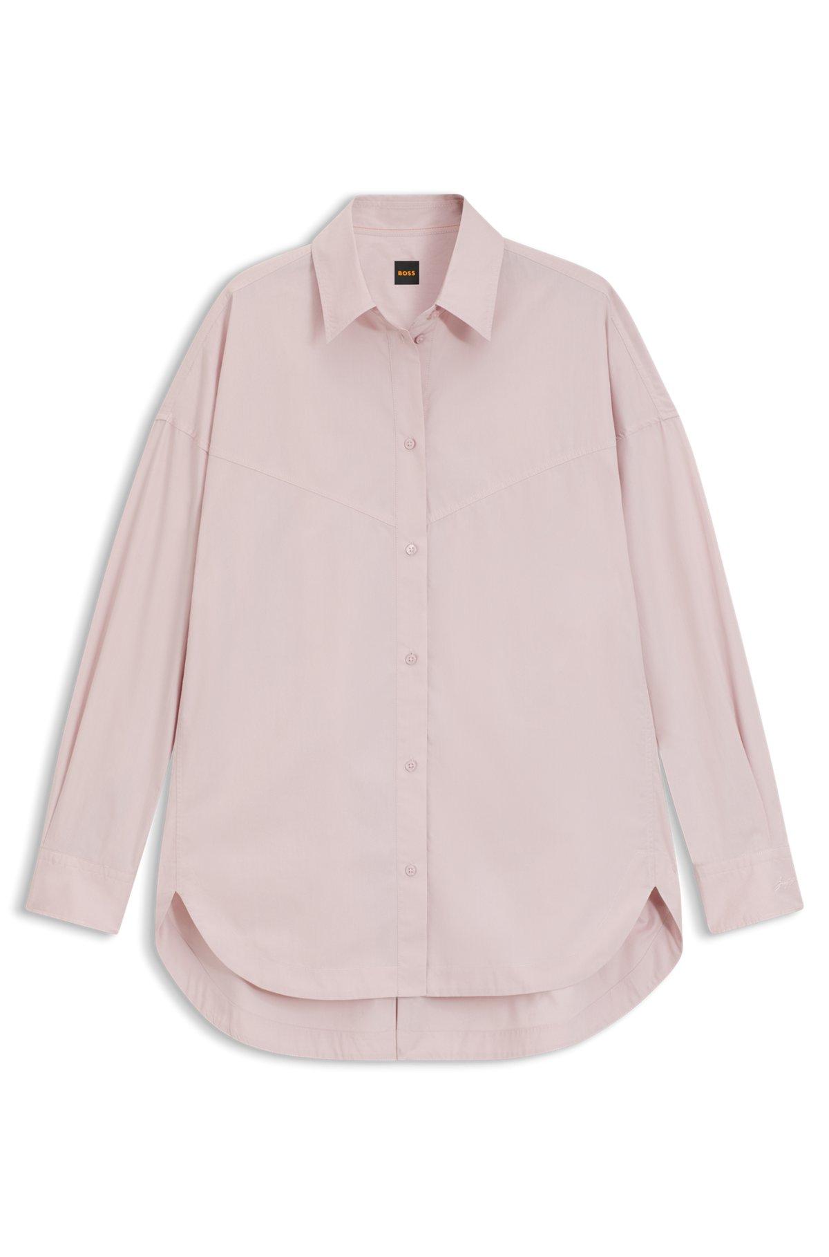 BOSS - Oversize-fit blouse in cotton poplin - Light Purple Product Image