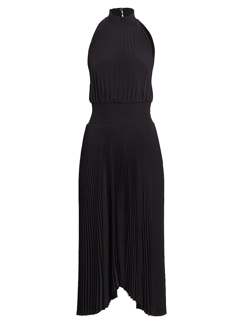 Womens Renzo Pliss Halter Midi Dress Product Image