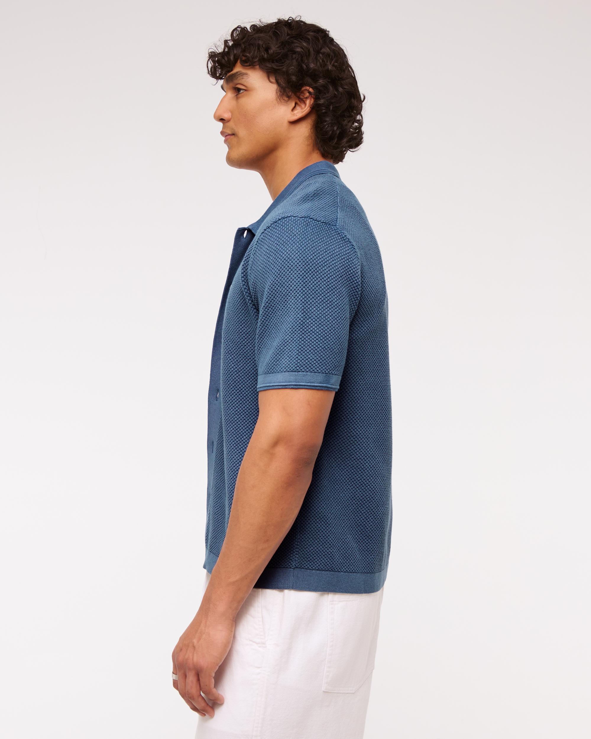 Garment Dye Button-Through Sweater Polo Product Image