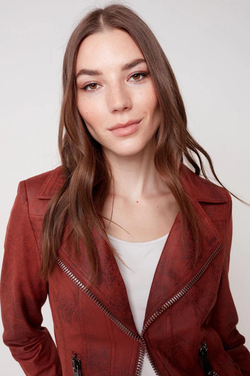 Vintage Faux Leather Perfecto Jacket Orchid Product Image