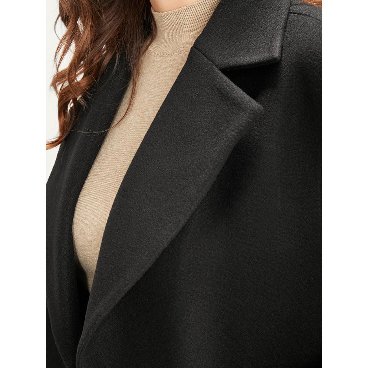 Plus Size Solid Suit Collar Pocket Belted Sleeveless Coat Women Black Office Cross straps Ladies Office Winter Coats BloomChic 26/4X Product Image